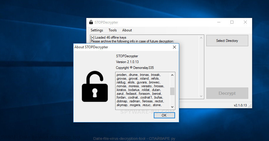 Dalle file virus decryption tool