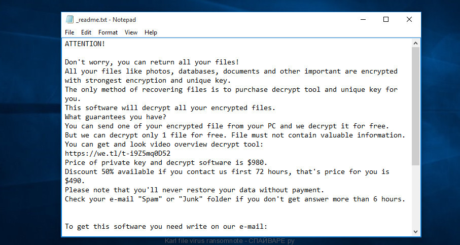 Karl file virus ransomnote