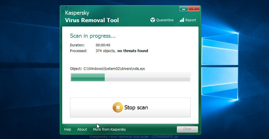 Kaspersky virus removal tool scan