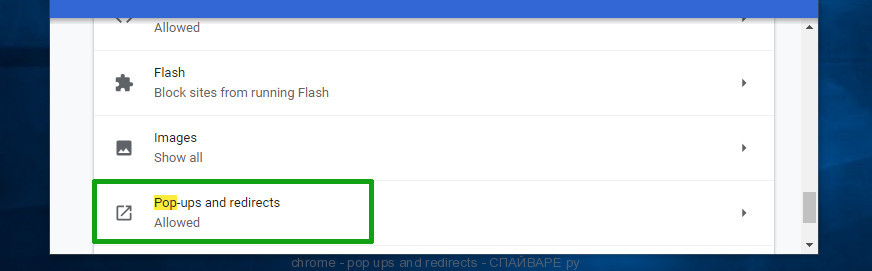 chrome - pop ups and redirects