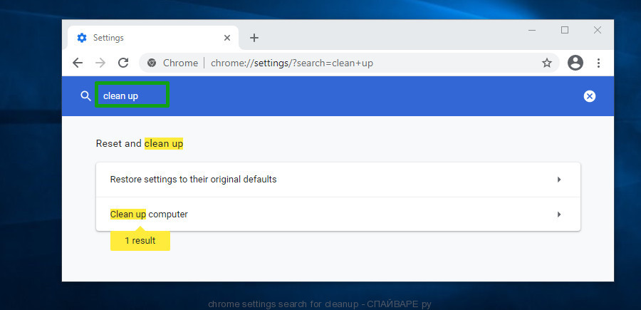 chrome settings search for cleanup