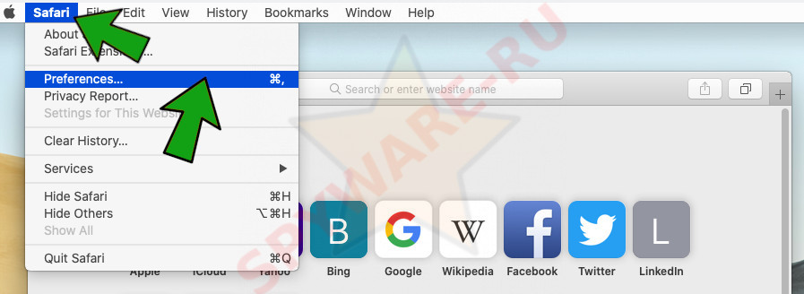 open Safari preferences