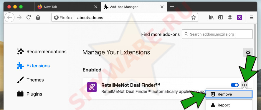 remove Firefox addon